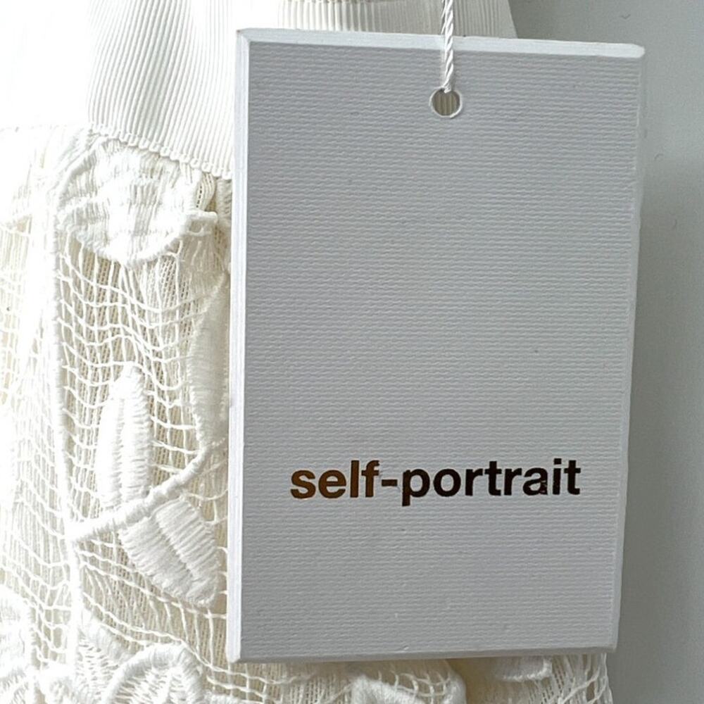 Self-Portrait x Revolve | NWT | 2 | Frilled A-Line White Lace Apron Ruffle Dress - Picture 5 of 7